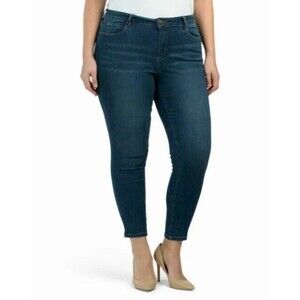 Tahari Womens Jeans 14W new nwt $98 Dark Wash Kelly Classic City Cotton Stretch